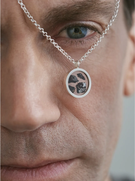 Naszyjnik męski z meteorytem ze srebra