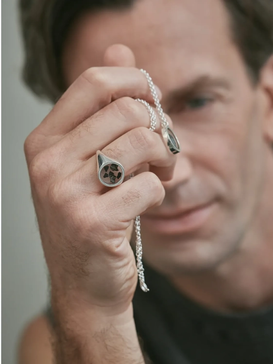 Naszyjnik dla mężczyzn z meteorytem ze srebra