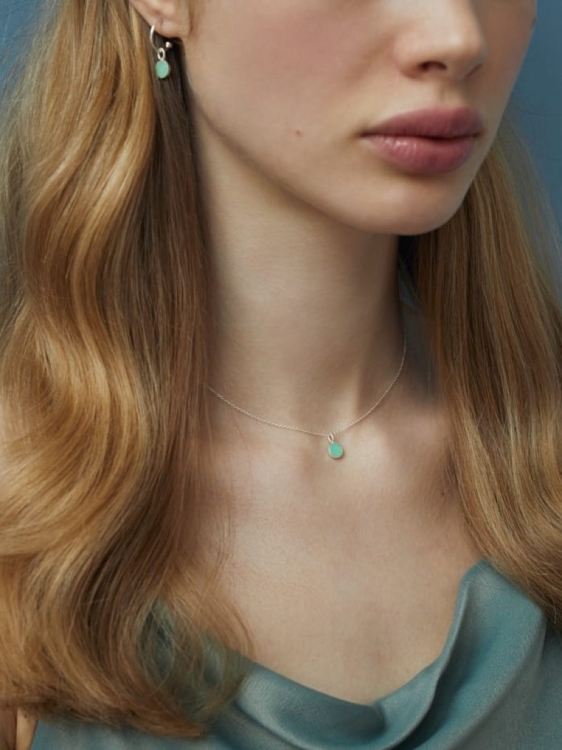 Srebrny zestaw biżuterii z turkusowymi kamieniami