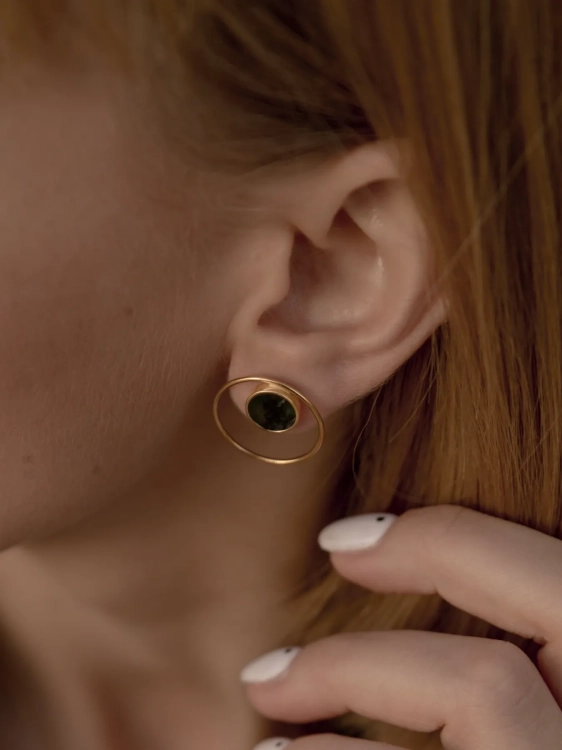 Kolczyki zloto 585 kola z kamieniem