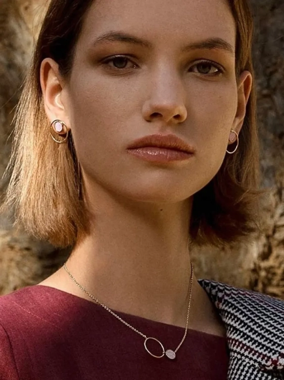 Komplet: naszyjnik i kolczyki Kamena z naturalnym kamieniem z Dolnego Śląska.