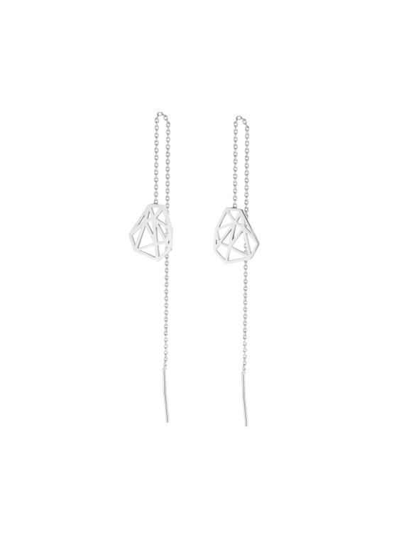 Długie srebrne kolczyki Kamena z geometryczną zawieszką