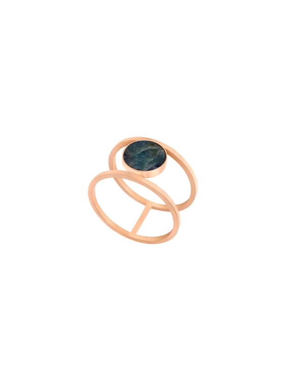 Pierscionek podwojny srebrny pozlacany z kamieniem