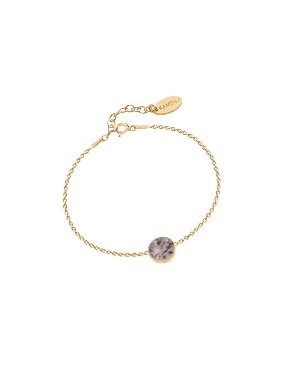 Złota bransoletka z rodingitem na cienkim łańcuszku