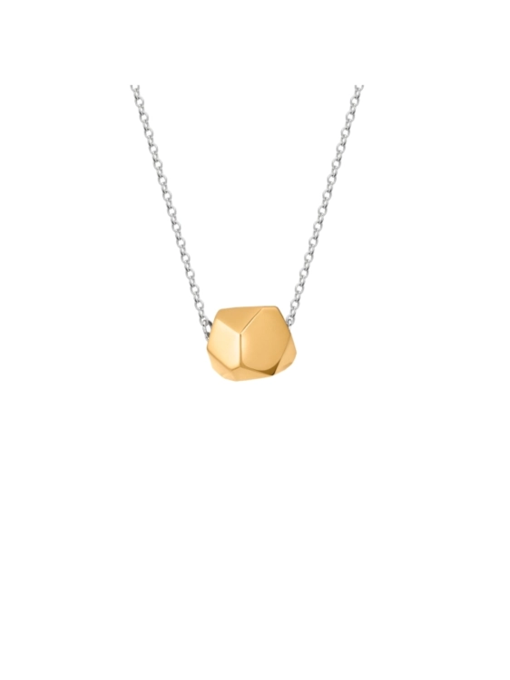 Delikatny srebrny naszyjnik ze złotą bryłką