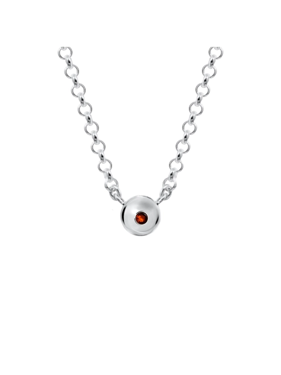 Naszyjnik łańcuch srebrny z dużą kulą i bursztynem