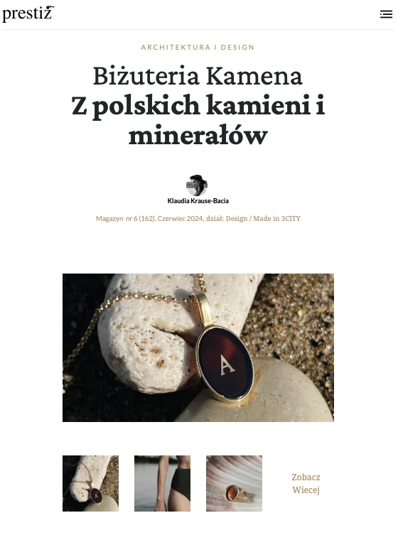 Prestiż Magazyn Trójmiejski o biżuterii Kamena