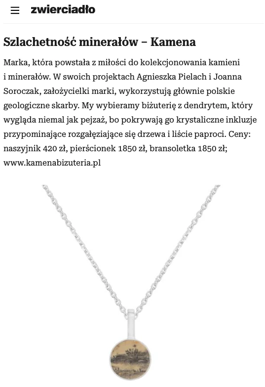 Zwierciadło Kamena w zestawieniu najpiękniejszej biżuterii na prezent